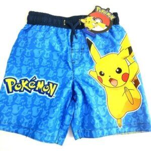 NWT Pokémon Boys 4 Toddlers Blue & Yellow Casual Lightweight Swim Trunks